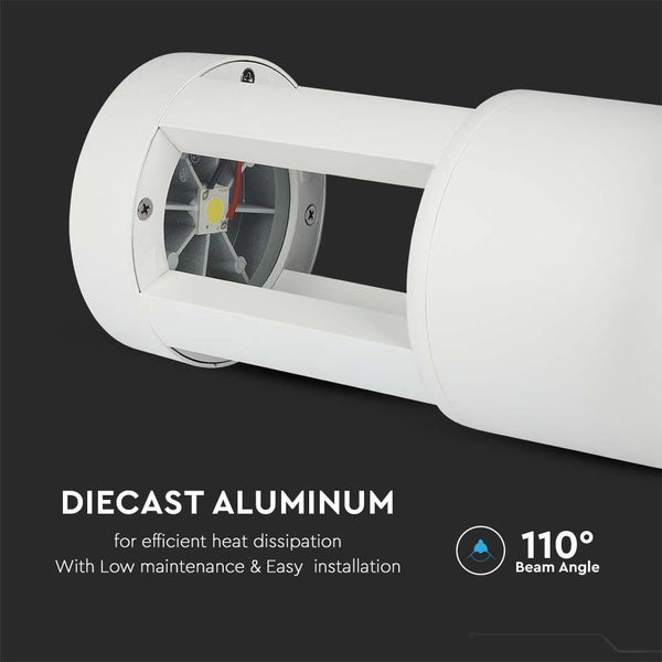 Nahaufnahme einer weißen LED-Lampe aus Aluminiumdruckguss.