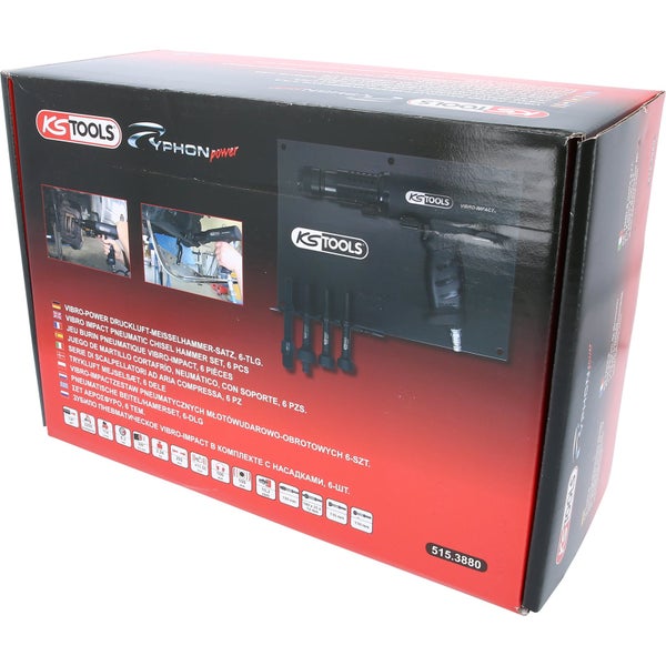 KS Tools Vibro-Power Druckluft-Meißelhammer-Satz, 6-teilig in der Verpackung