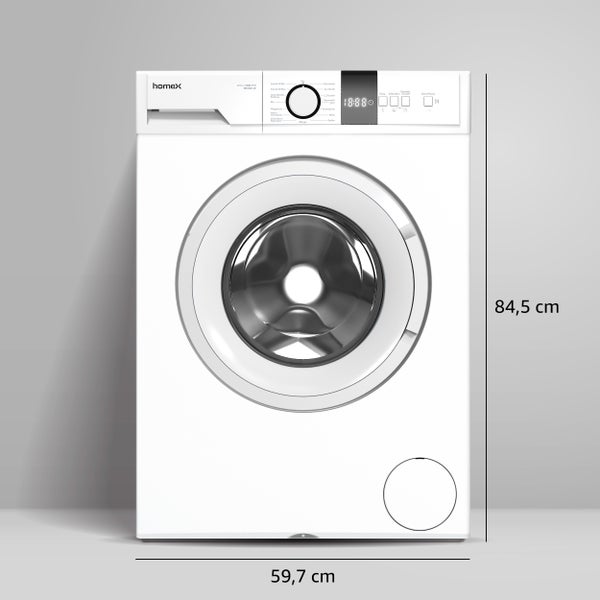 homeX Waschmaschine 6kg Frontlader mit 1200 U/Min. Inverter Motor Schontrommel 15 Programme EEK C WF612C-W