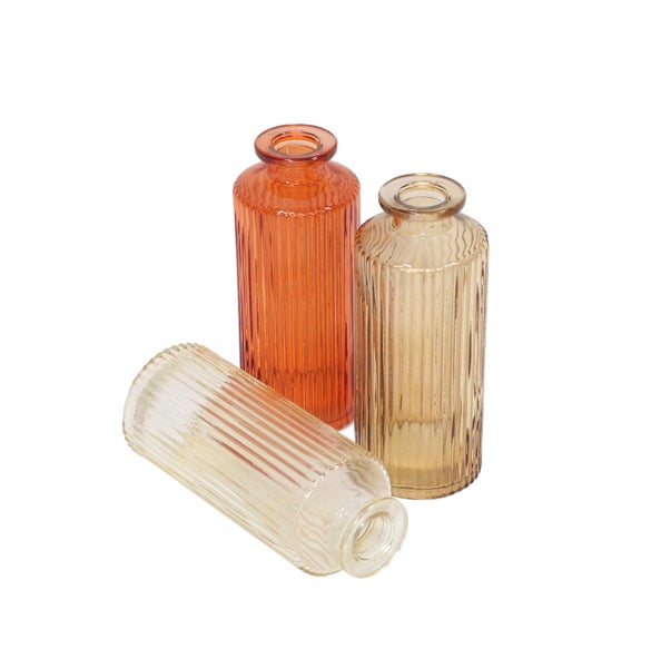 FRANK FLECHTWAREN | Dekovase Panama, 3er Set, GLAS, 6,5 x 6,5 x 12 cm