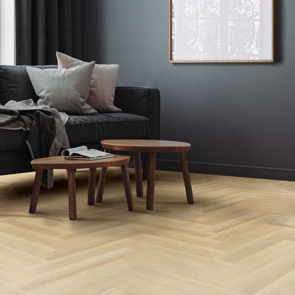 ML-Design Deluxe PVC Bodenbelag, Click Vinyl-Dielen Vinylboden, 61cmx12,8cmx4,2mm, Dicke 4,2mm, 3,12m²/40 Dielen, Fischgrät Eiche natur, Braun, Holzoptik, rutschfest, wasserfest, Belastungsklasse 34