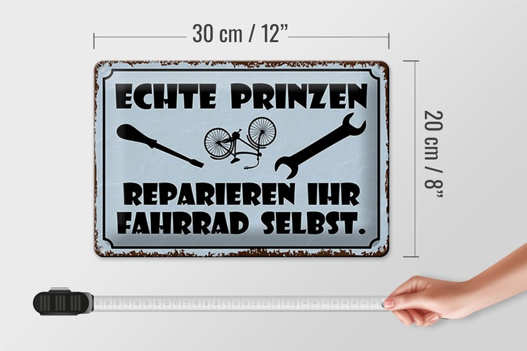 Blechschild Spruch 30x20cm Prinzen reparieren Fahrrad selbst