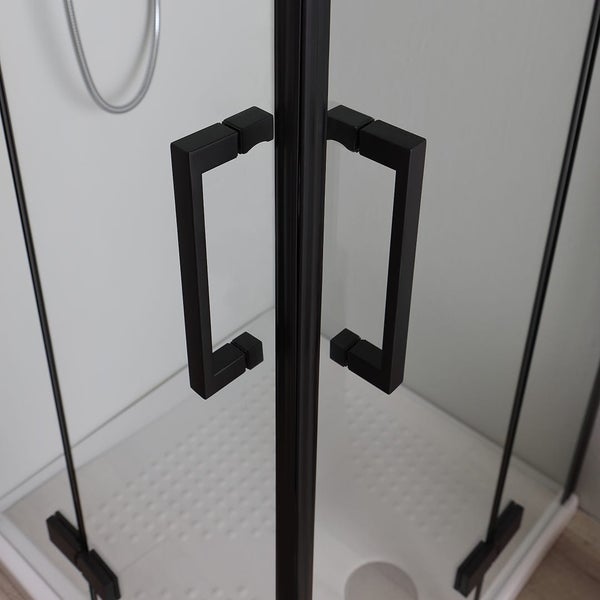 Eckdusche 80x80 mit schwarzen Teilrahmen | London