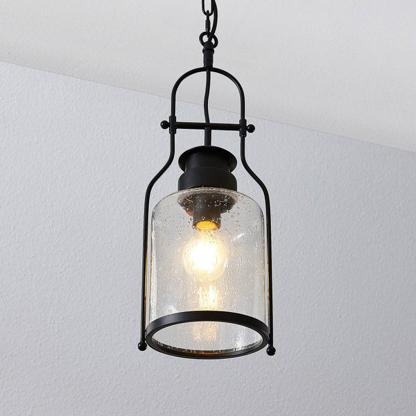 Lindby Pendelleuchte (Laterne) Rozalie (Retro, Vintage Antik) in Schwarz aus Metall (1 flammig E27) - Deckenlampe Esstischlampe Hängelampe Hängeleuchte Flurleuchte