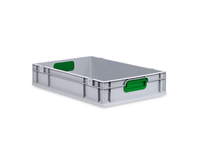 PROREGAL Spar Set 5x Eurobox Nextgen Color HxBxT 12 x 40 x 60 cm 23 Liter Griffe Grün Geschlossen Glatter Boden Eurobehälter Transportbox