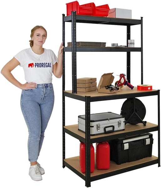 PROREGAL Packtisch GIANT BEAST HxBxT 180x100x60cm Fachlast 175kg Schwarz Werktisch Arbeitstisch Werkbank Lagereinrichtung Werkstatteinrichtung