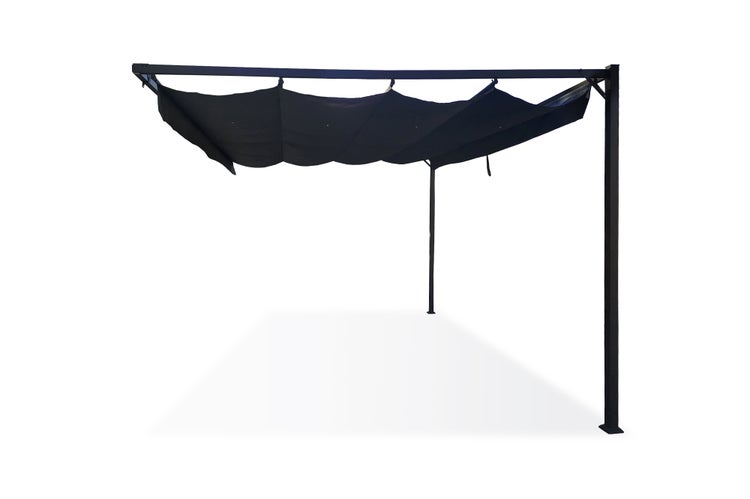 Technische Zeichnung eines Gartentors mit Maßangaben und Details zu Zubehör und Gewicht