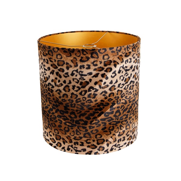 Velours Lampenschirm Leopard Design 40/40/40 Gold innen