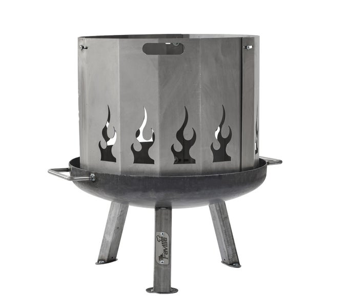 Feuerstelle aus Metall mit Flammenmuster