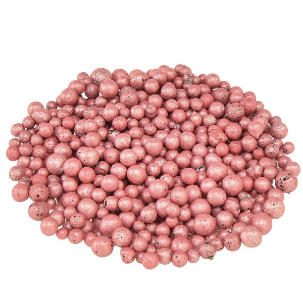 Rosa dekorativer Blähton in verschiedenen Größen für Pflanzen und Drainage.