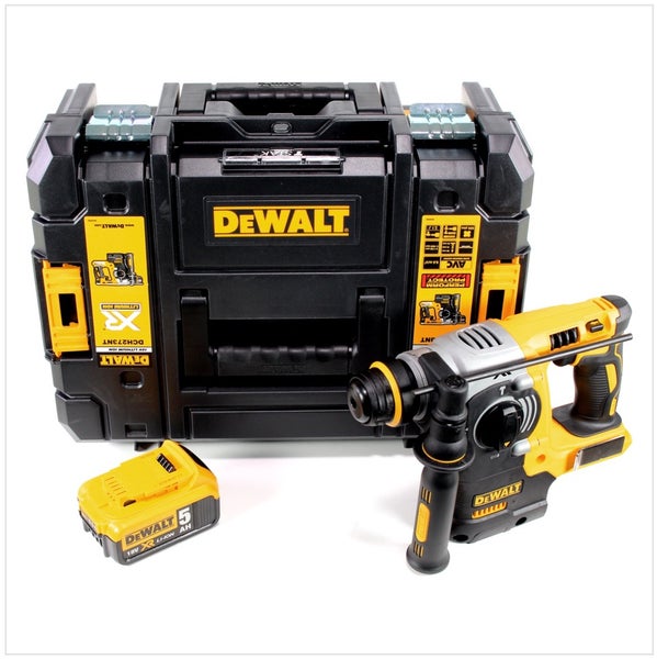 DeWalt Akku-Kombihammer mit 18 Volt Akku und robustem TSTAK Werkzeugkoffer.