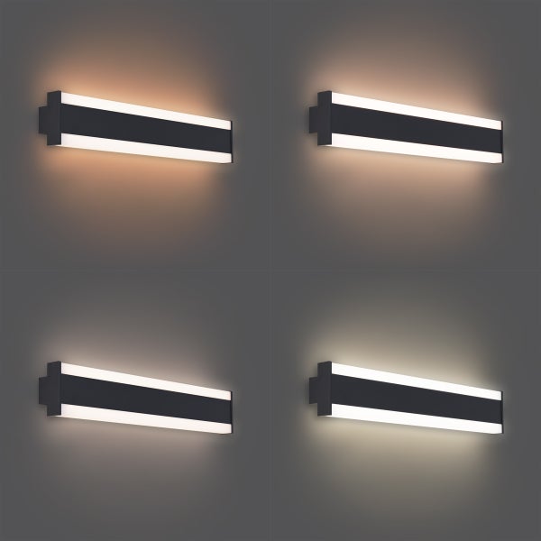 Moderne rechteckige Wandleuchte mit verstellbarer Lichtfarbe von warmweiß bis kaltweiß.