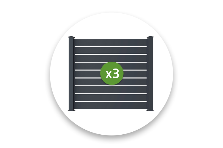 Zaunelement im Dreierpack