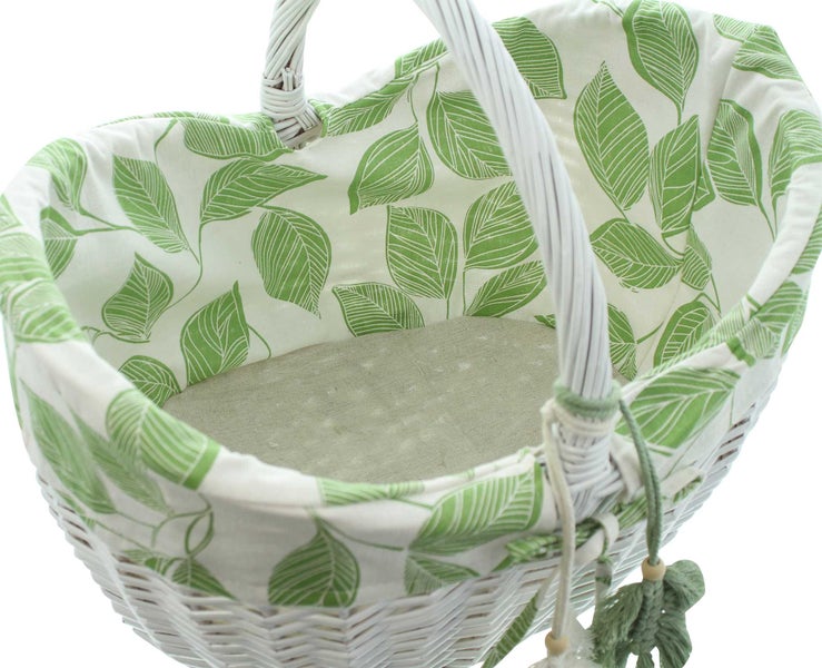 FRANK FLECHTWAREN | Einkaufskorb Blätter, 43 x 32 x 25 cm, GH 36 cm, WEIDE, TEXTIL