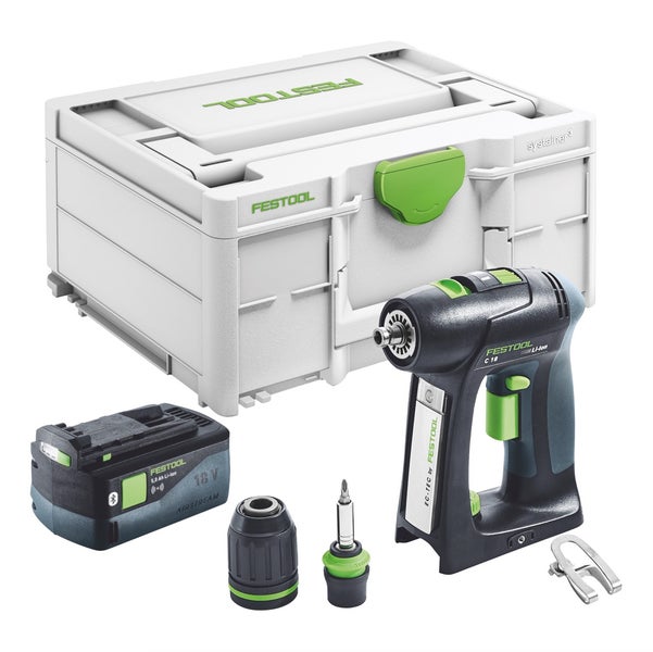 Festool C 18-Basic Akku Bohrschrauber 18 V 45 Nm Brushless + 1x Akku 5,0 Ah + Systainer - ohne Ladegerät