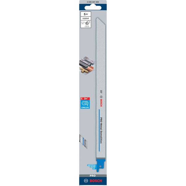 Bosch PRO Metal Demolition S1225VF Blatt 1,25 x 19 x 300 mm 5-tlg. - 2608657409