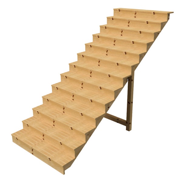 Holztreppe mit elf Stufen für den Außenbereich