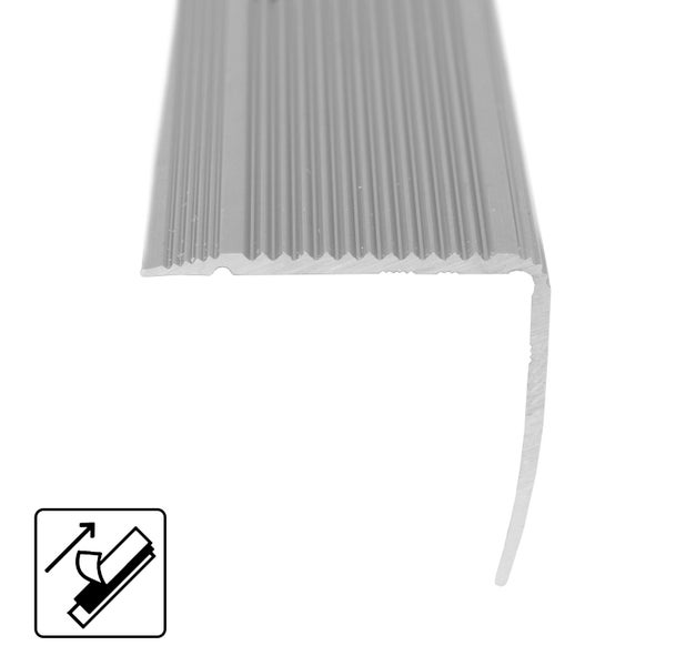 FLOORDIREKT Stufenkantenprofil Integral - Eckig und Vorgebohrt - Silber - 3 x 2 x 100 cm