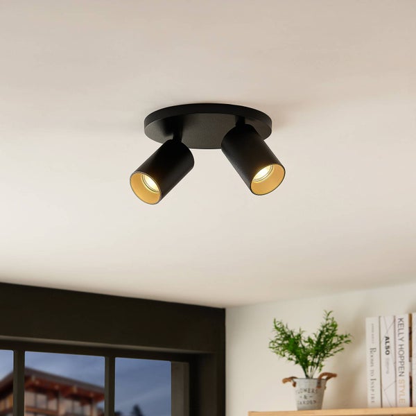 Schwarze Deckenleuchte mit zwei Strahlern