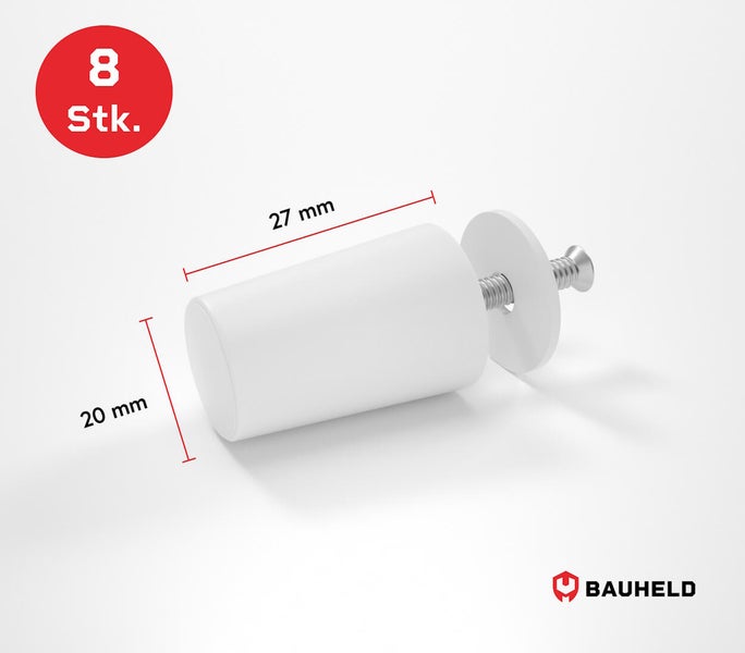 Kunststoff Abstandshalter mit Schraube, 27 x 20 Millimeter, 8 Stück