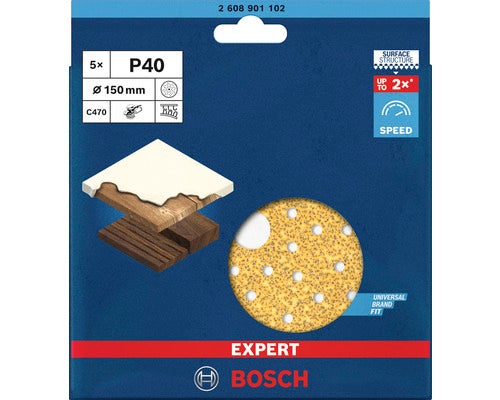 Bosch Expert Schleifscheiben, Körnung P40, Durchmesser 150 mm, 5 Stück