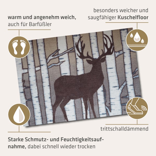 Akzente Feel Badematte mit Motiv in Grau Fußmatte 70 x 100 cm, rutschfest, saugfähig