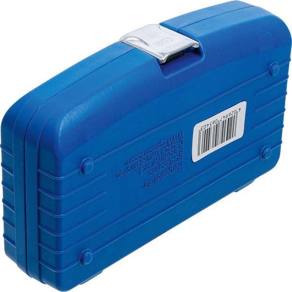 Blaue Werkzeugbox mit Metallverschluss