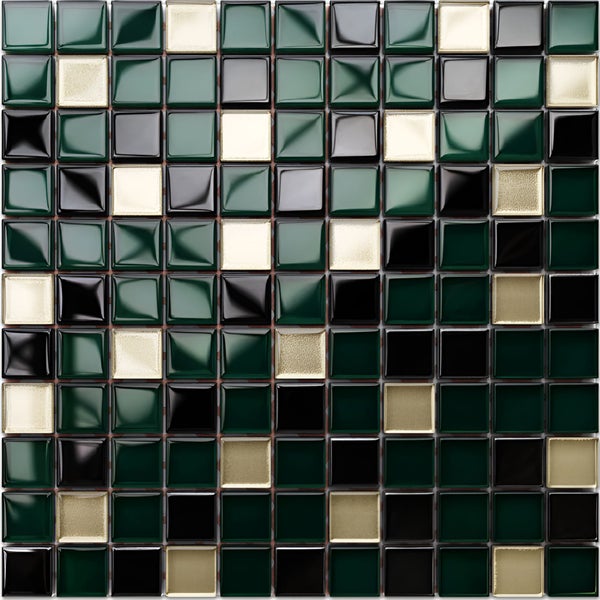 Glasmosaik auf Netz für Bad und Küche 30cm x 30cm  - Green relax
