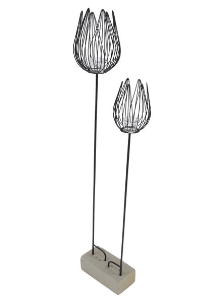 FRANK FLECHTWAREN | Gartenstecker Windlicht, 2er Set, METALL, GLAS, 12,5 x 12,5 x 90 cm, 16,5 x 16,5 x 111 cm
