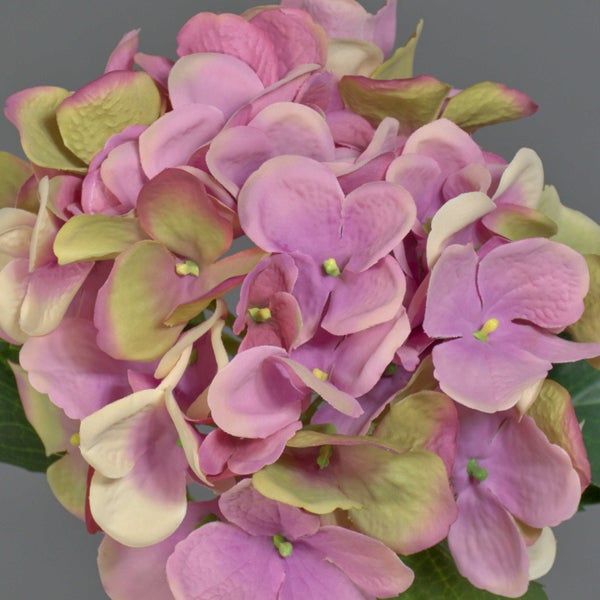 Künstliche Hortensie in Rosa und Grün, Kunstblume für Dekorationen.