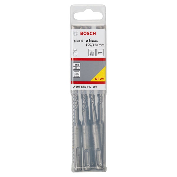 Bosch Plus-5 Steinbohrer Set, Durchmesser 6 mm, 10 Stück