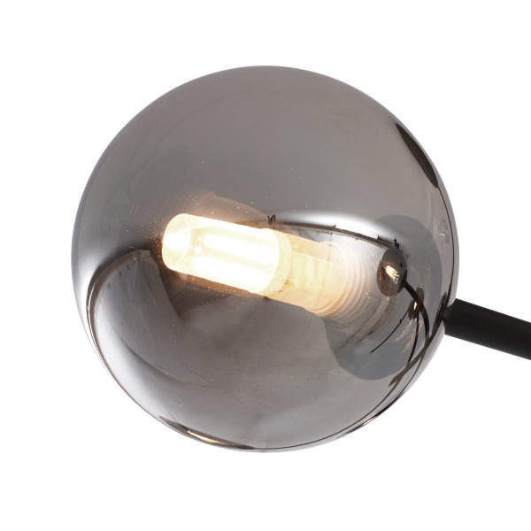 Moderne Deckenleuchte Schwarz mit Rauchglas 6-flammig - Ryan