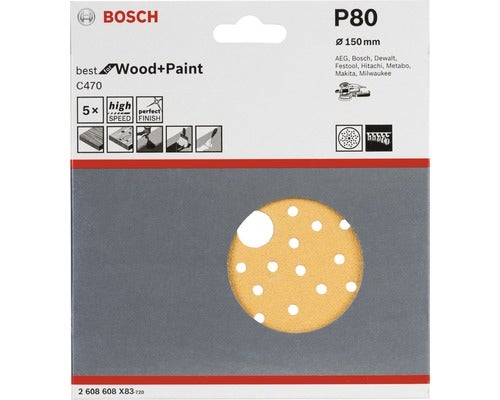 Schleifblatt C470 Best for Wood and Paint, 5er-Pack Ø 150 mm K80
