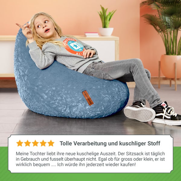 Green Bean Plüsch Sitzsack 45x45x60cm - Indoor Sitzkissen mit 120L EPS Perlen Füllung Kuschelig Waschbar - Bean Bag Bodenkissen Lounge Chair Sitzhocker - Grau