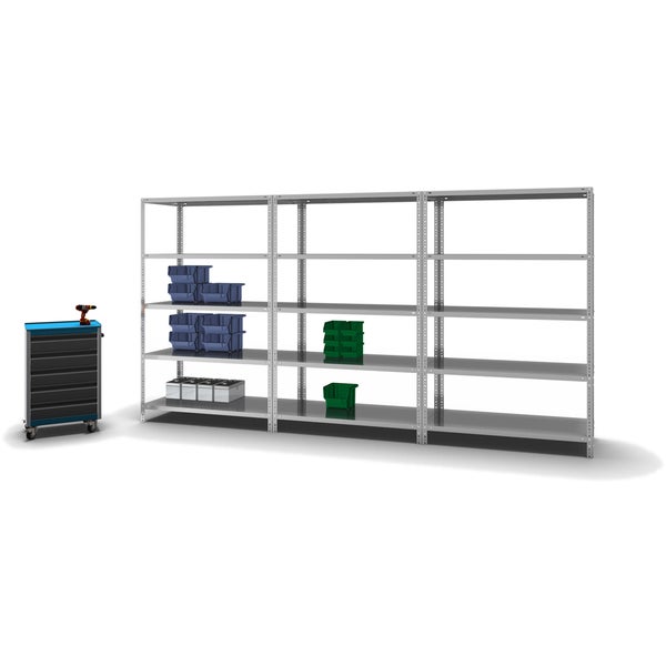 PROREGAL Fachbodenregal Schraubsystem Heavy-Duty Grundregal HxBxT 200 x 130 x 60 cm 5 Ebenen Fachlast 350 kg Beidseitig Nutzbar Verzinkt