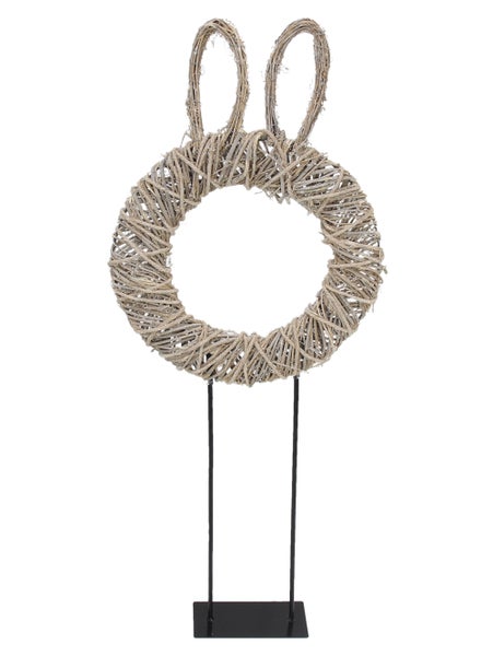 FRANK FLECHTWAREN|Osterdeko Hasenöhrchen, 42 x 10 x 100 cm, WEIDE, METALL, JUTE