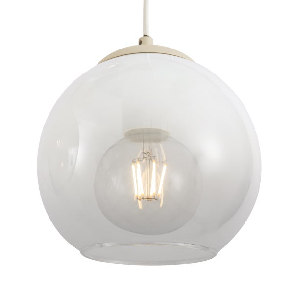 Hängelampe mit runder Glasabdeckung und Leuchtmittel