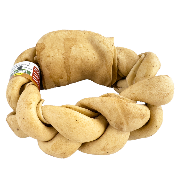 Lifebound - Natürlicher Kauknochen für Hunde aus Kalbshaut in Zopfform mit Erdnussbuttergeschmack - 6 Stück - Größe L