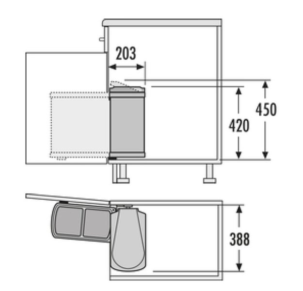 Hailo Einbau-Abfallsammler Duo 2x8L Weiß (3416001)