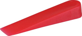 Roter Montagekeil aus Kunststoff zum Ausrichten und Fixieren.