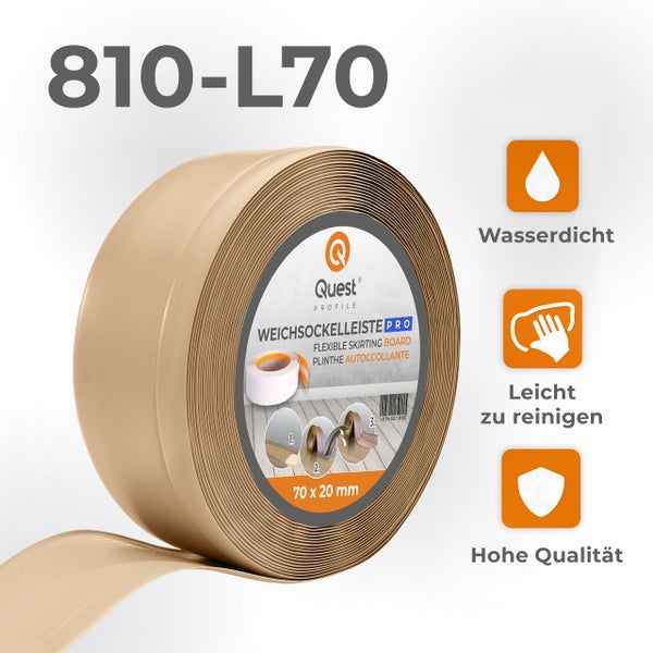 Quest Profile Weichsockelleiste 70 mal 20 Millimeter selbstklebend auf Rolle