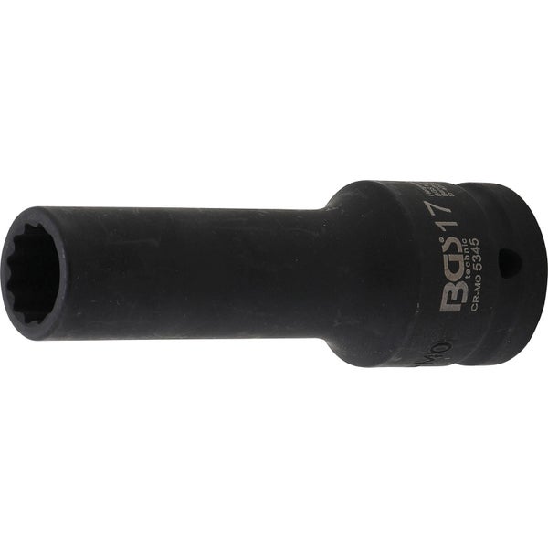 BGS Kraft-Steckschlüssel-Einsatz Zwölfkant tief Antrieb Innenvierkant 20 mm (3/4) SW 17 mm - 5345