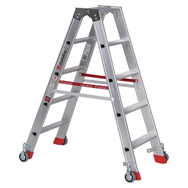 Aluminium-Trittleiter mit Rollen für den flexiblen Einsatz