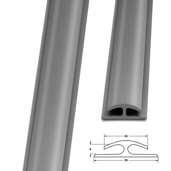 FLOORDIREKT Doppeleinfassleiste Übergangsprofil Jersey Selbstklebend 24 x 35 mm Grau