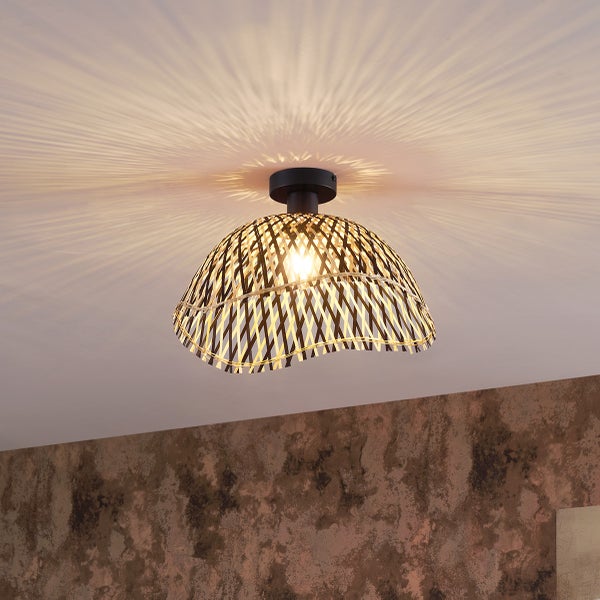 Art-Deco-Deckenleuchte schwarz Bambus 40cm - Alka