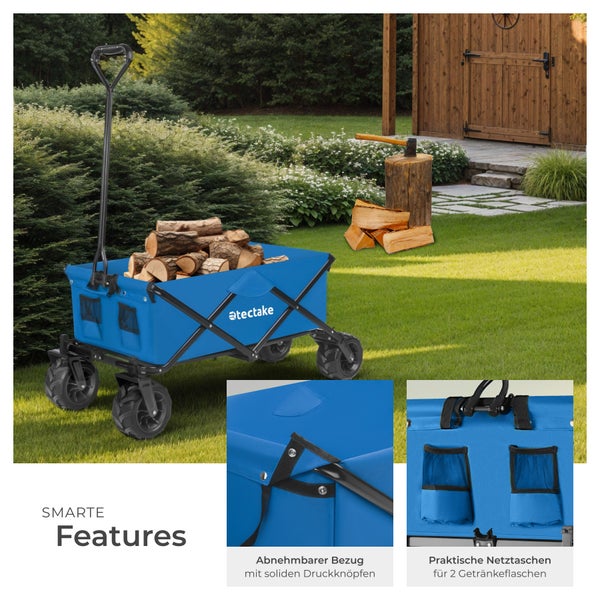 Bollerwagen tectake Heidrun inklusive Tragetasche, Belastbarkeit 80 kg faltbar blau