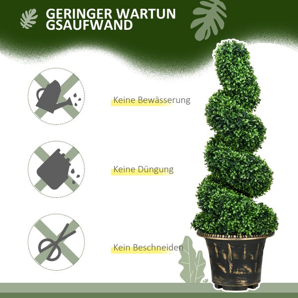 HOMCOM Künstliche Pflanzen 2er-Set, UV-beständige Kunstpflanze im Blumentopf, 90 cm Zimmerpflanze Buchsbaum für Indoor, Outdoor