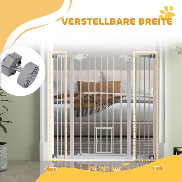 Verstellbares Türschutzgitter für Kinder und Haustiere mit einer Breite von 74 bis 101 Zentimetern
