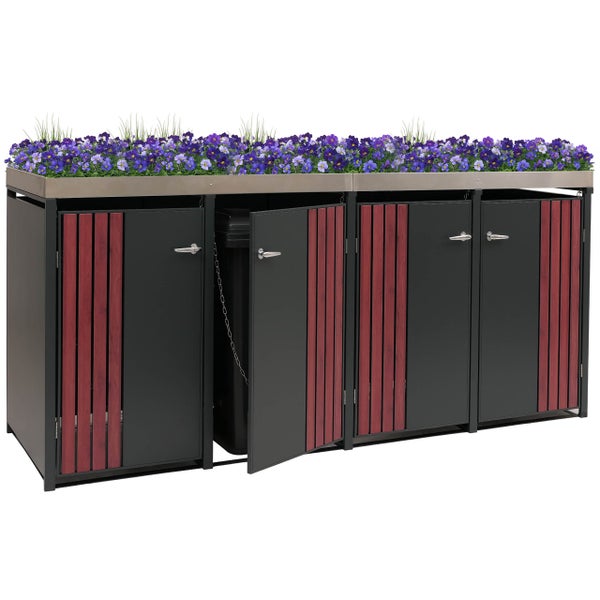 Mülltonnenbox mit Bepflanzung für drei Mülltonnen