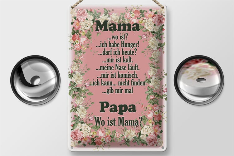 Blechschild Spruch 20x30cm Mama ich habe Hunger ist kalt
